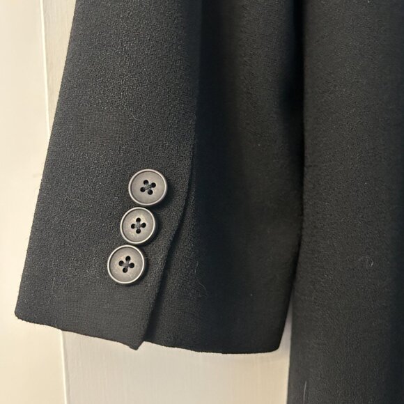 Linda Allard Ellen Tracy Black Wool Dress Coat | Long Lightweight Coat | M/L - Picture 4 of 6